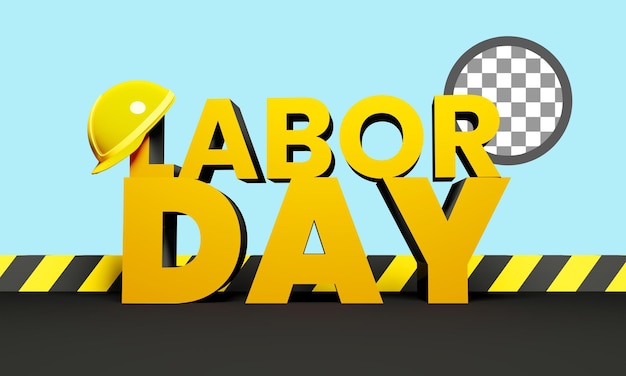 PSD labor day illustration_labor day template_3d rendering labor day_hard hats