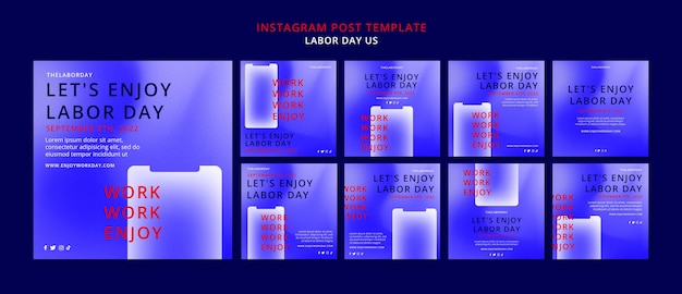 Labor day instagram post template design