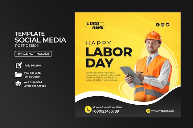 Labor day instagram post template