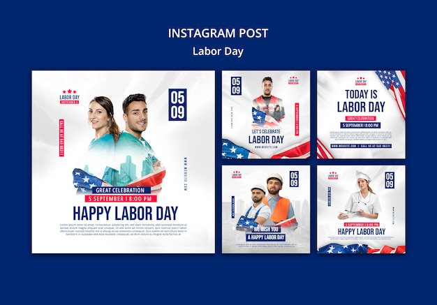 PSD labor day instagram posts collectie