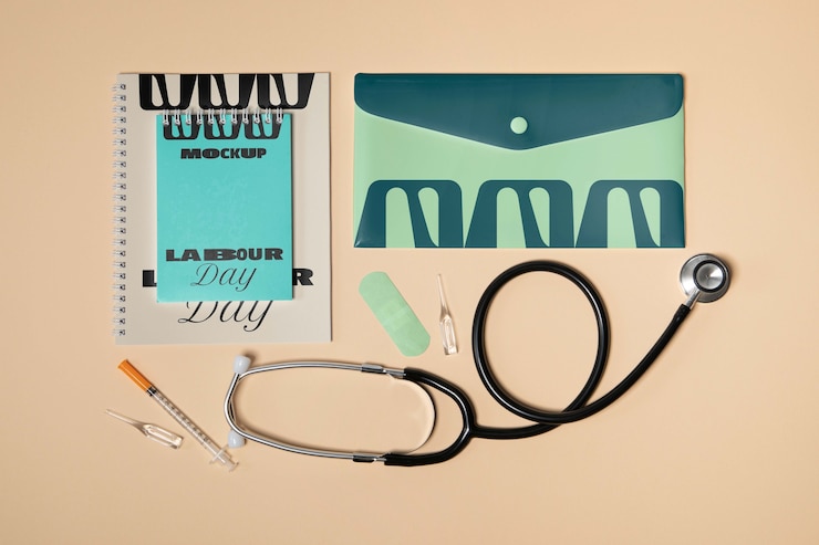 PSD labor day medical card mock-up design