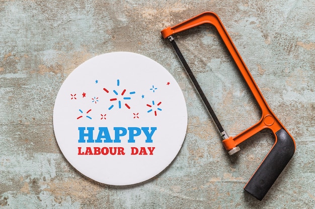 Labor day mockup with round cover