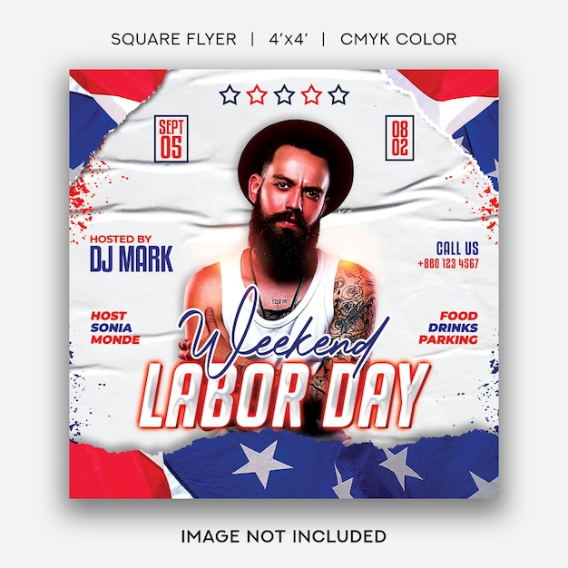 Labor day party flyer template