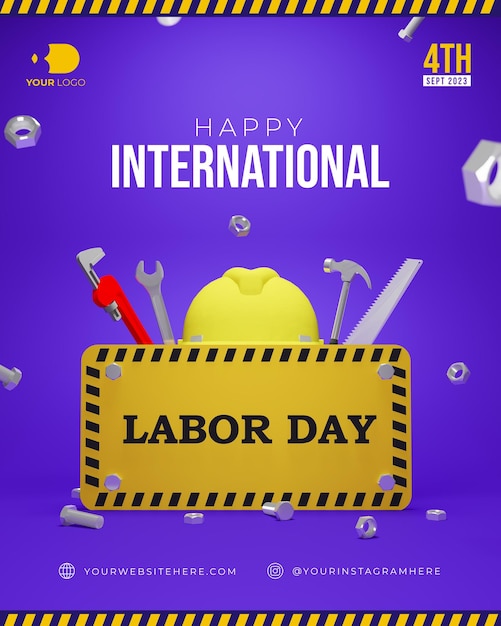 Labor day poster with 3d illustration