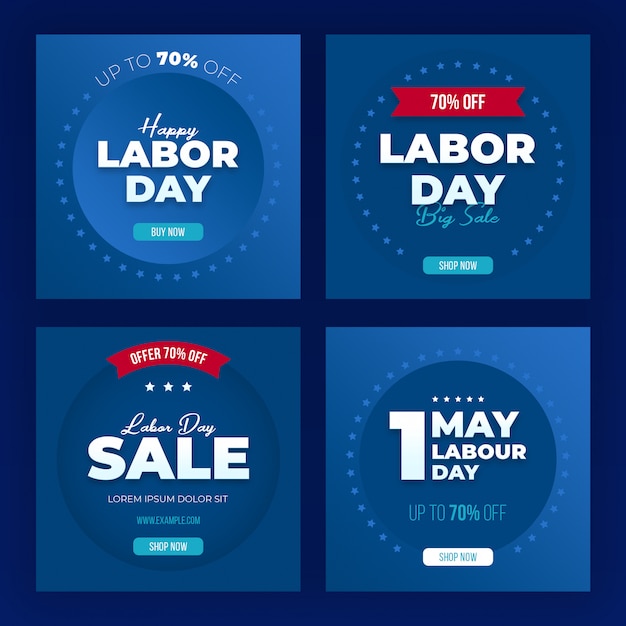 Labor Day Sale banner set