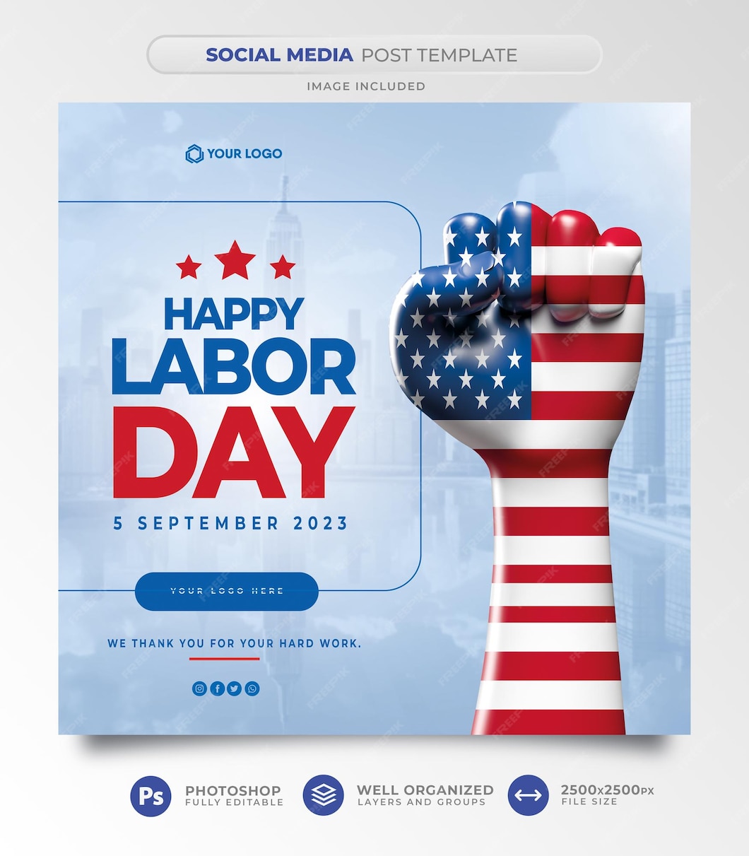 Premium PSD Labor day social media post in the united states