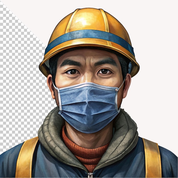 PSD labor wear mask on transparent background