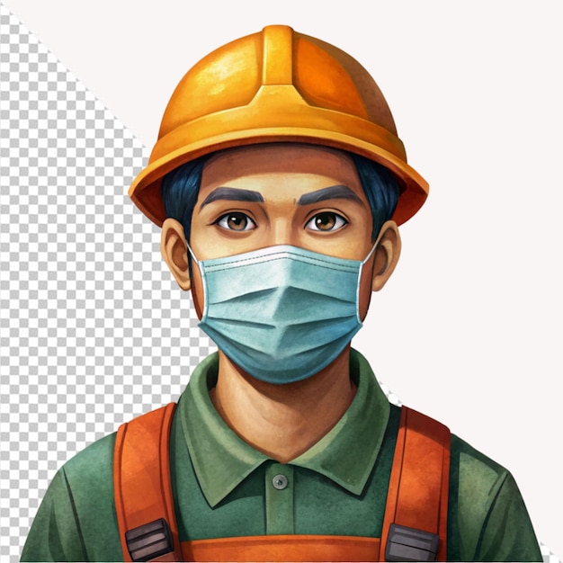 PSD labor wear mask on transparent background