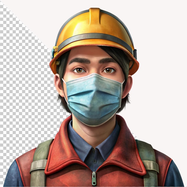 PSD labor wear mask on transparent background