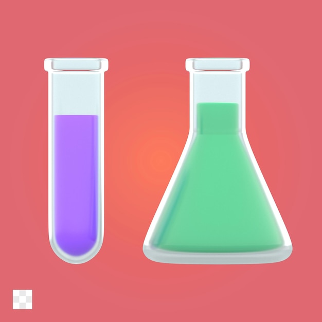 PSD laboratory glassware 3d icon