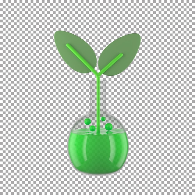 PSD Лаборатория зеленая тестовая стеклянная тара иконка персонажа мультфильма 3d иллюстрация изолирована