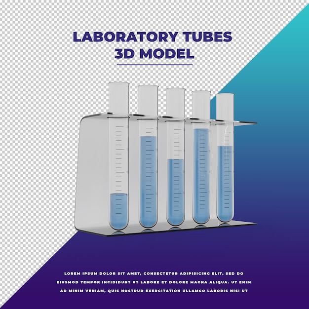 Laboratory tubes with blue fluid and glas stand