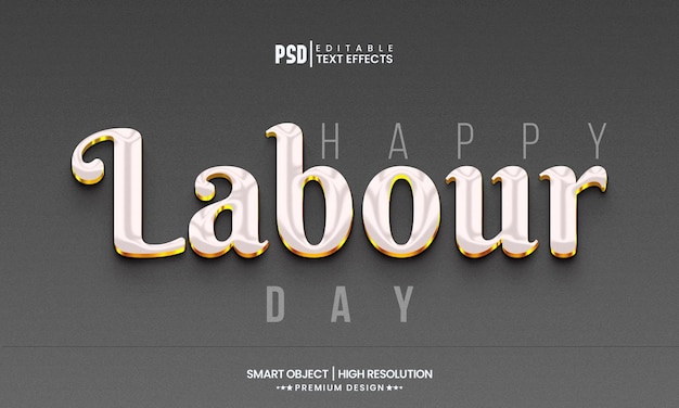 PSD labour day 3d text effect editable layer style mockup template