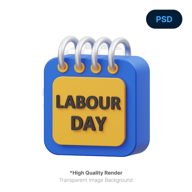 Labour day calendar 3d icon premium psd