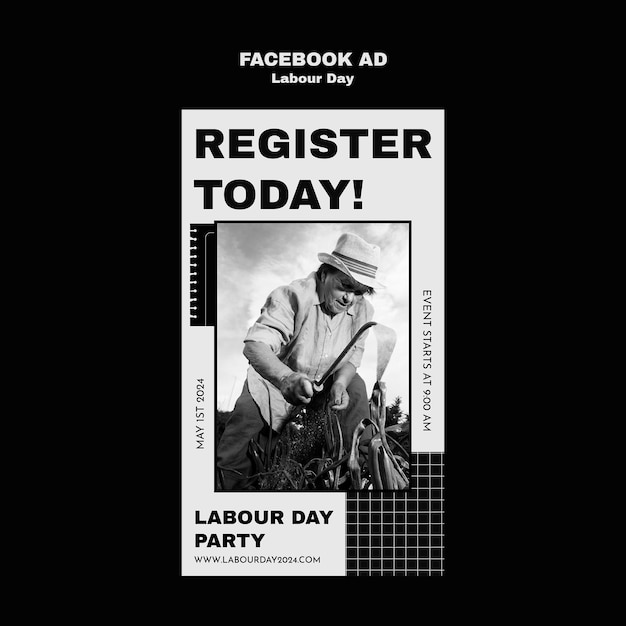 PSD labour day celebration facebook template