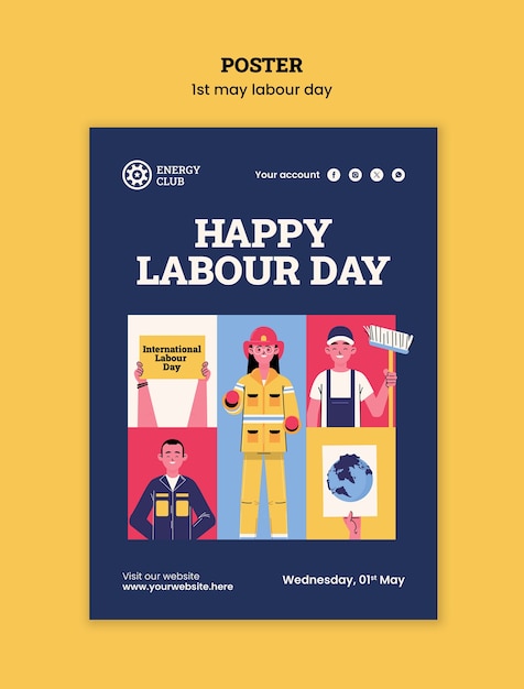 PSD labour day celebration  poster template