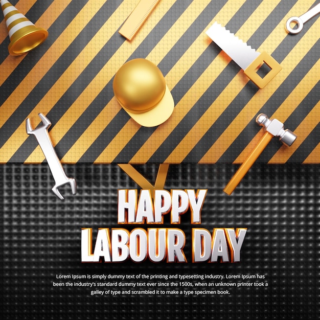 Labour Day Social media post banner template or May day social media post template 3d