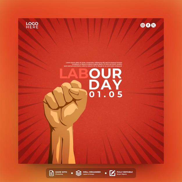 Labour day social media post template design