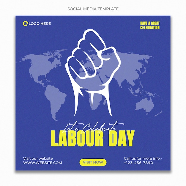 Labour day social media template for instagram post feed