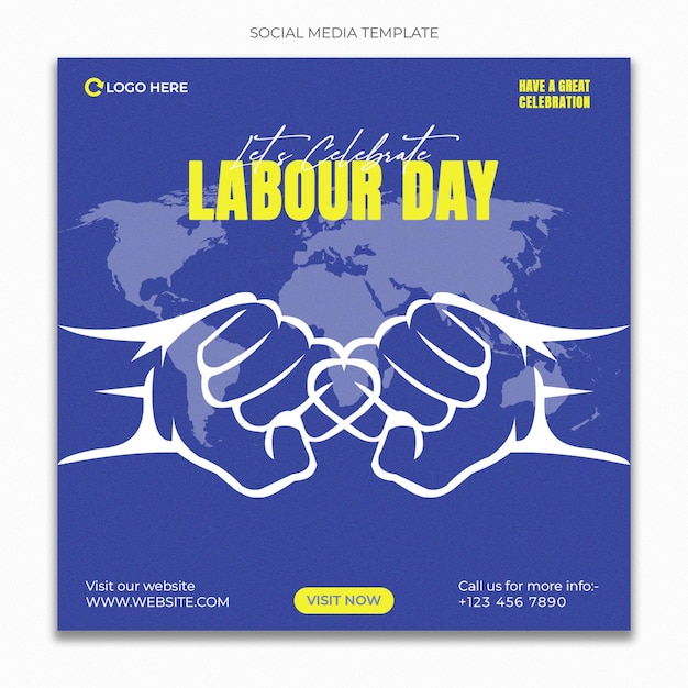 PSD labour day social media template for instagram post feed