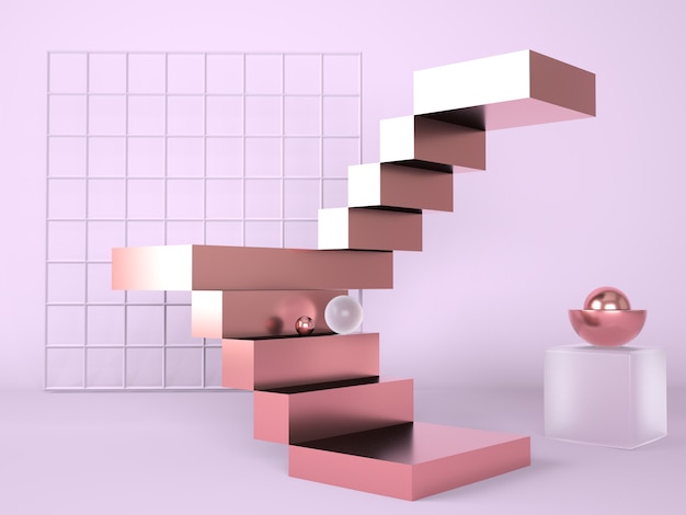 Ladder with a podium 3d rendering