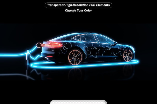 PSD laderstation voor elektrische auto's digitale technologie laden van voertuigen met een laag poly draadframe