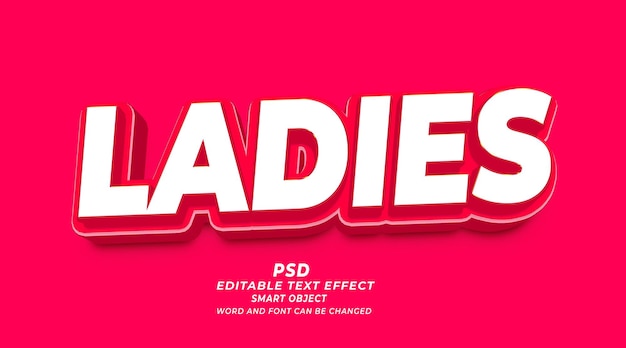 PSD ladies 3d editable text effect photoshop psd style