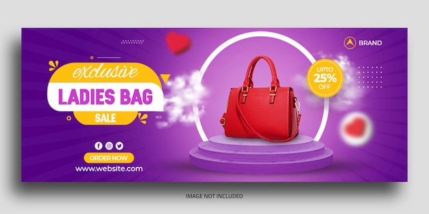 PSD ladies bag sale facebook cover web banner template