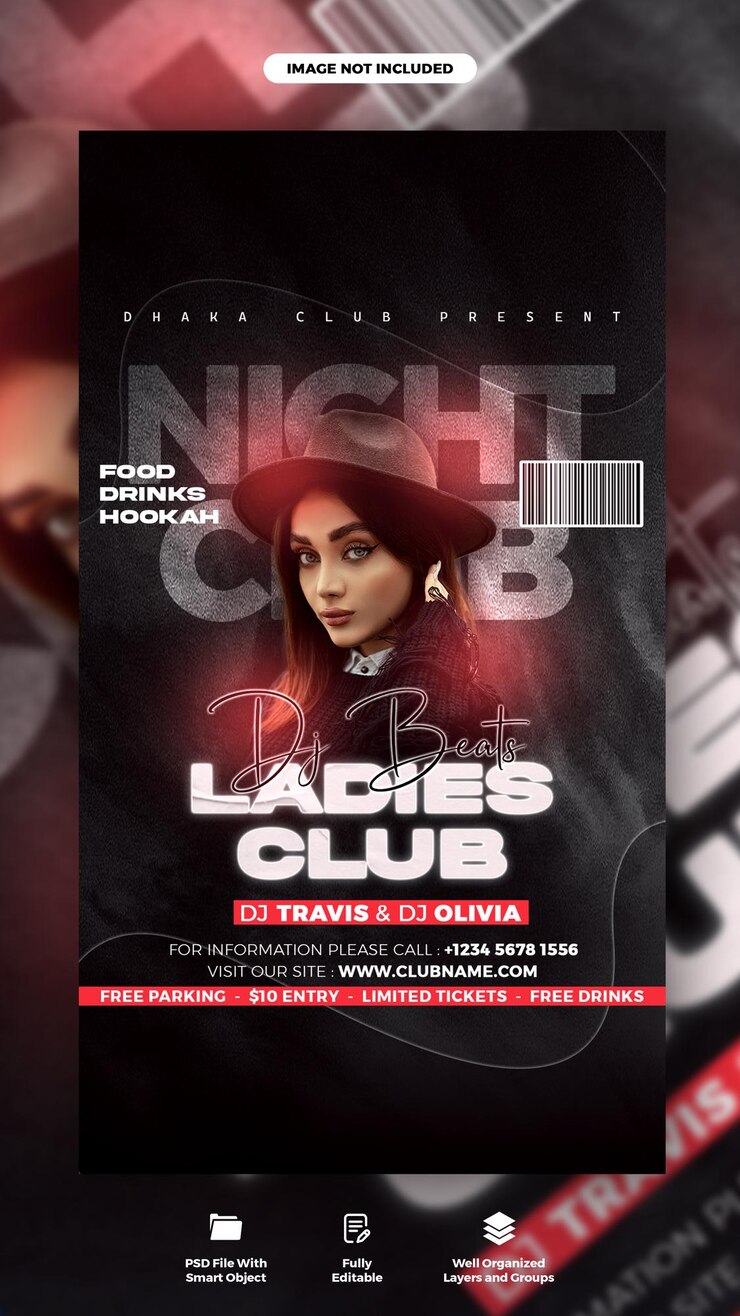 PSD ladies night club party social media story post template