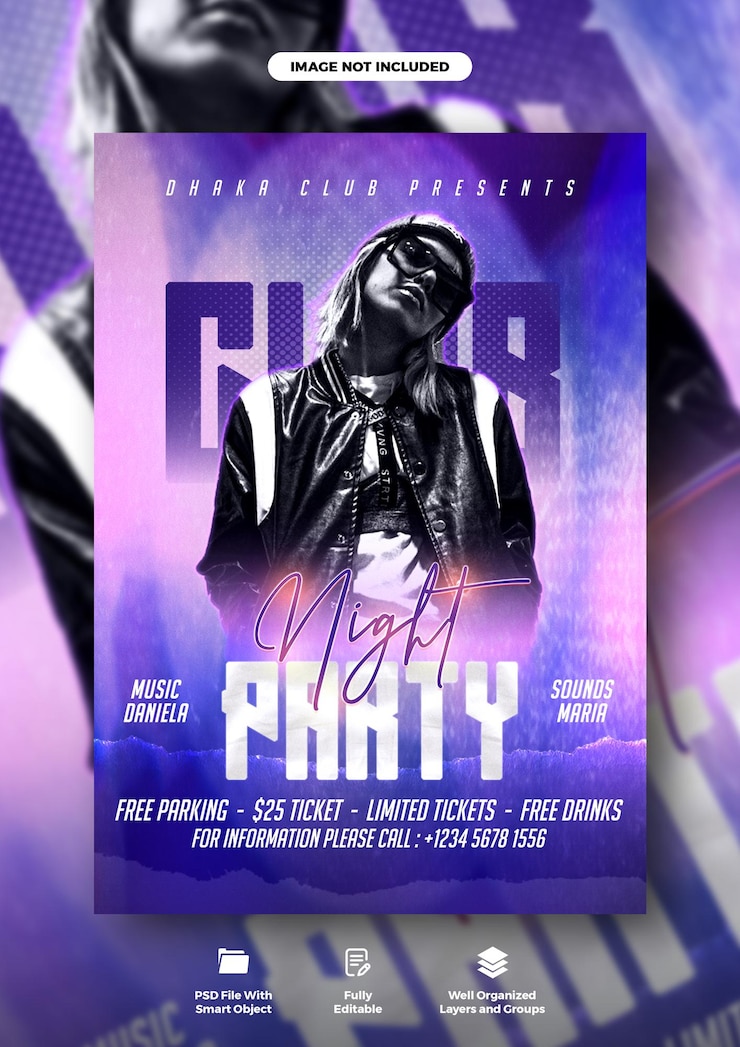 PSD ladies night party dj club flyer and poster template