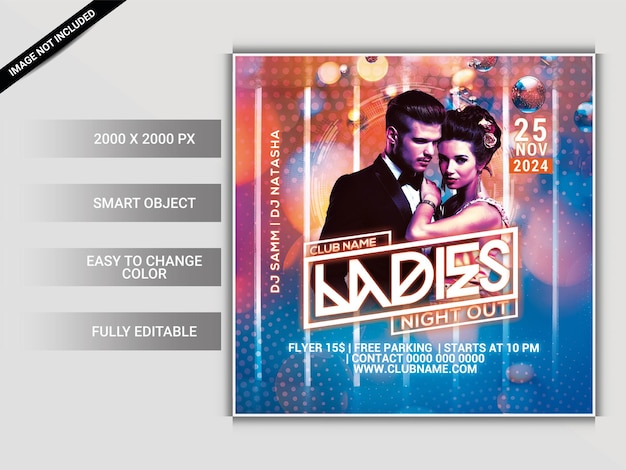 PSD ladies night party flyer