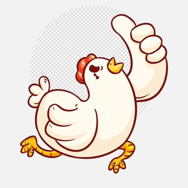 PSD Ładny kurczak pozowanie ikona ilustracja kreskówka wektor. zwierzęca natura ikona koncepcja na białym tle mieszkanie