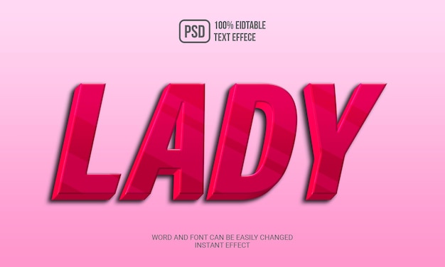 Lady 3d editable text effect style