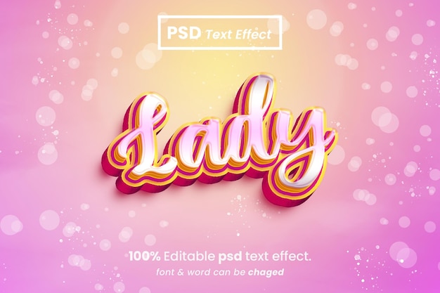 Lady Editable 3D Text Effect