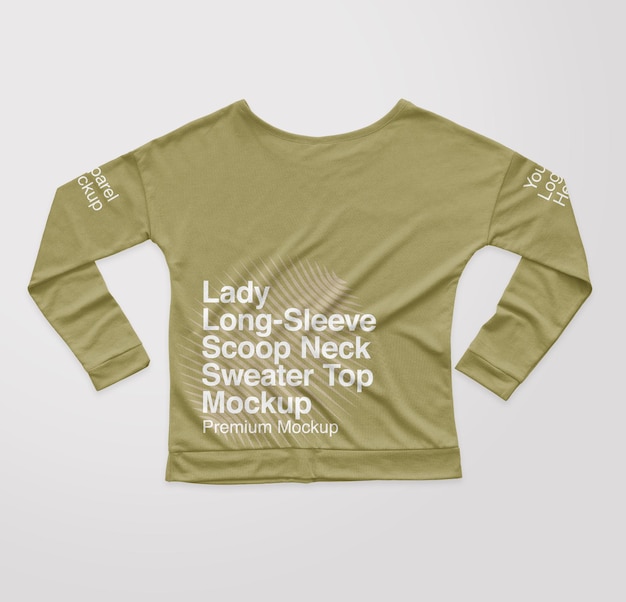 Мокап спинки свитера с длинными рукавами и круглым вырезом lady longsleeve