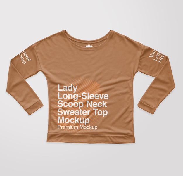 Мокап верха свитера с круглым вырезом lady longsleeve с круглым вырезом