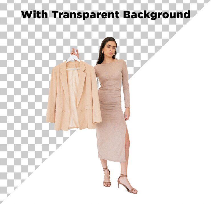 PSD lady with a hanger in hand png psd isolated on transparent background