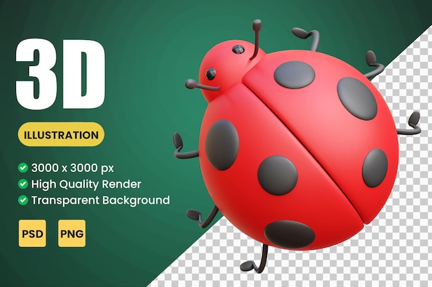 PSD ladybug 3d icon illustrations