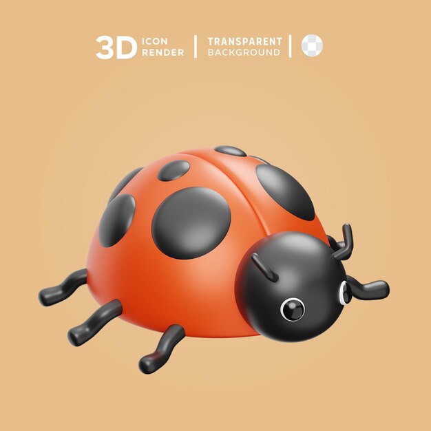 Rendering dell'illustrazione 3d di ladybug