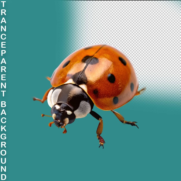 Insetto coccinella su sfondo trasparente