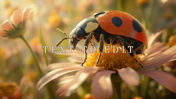 PSD ladybug perched on a daisy in a sunlit field