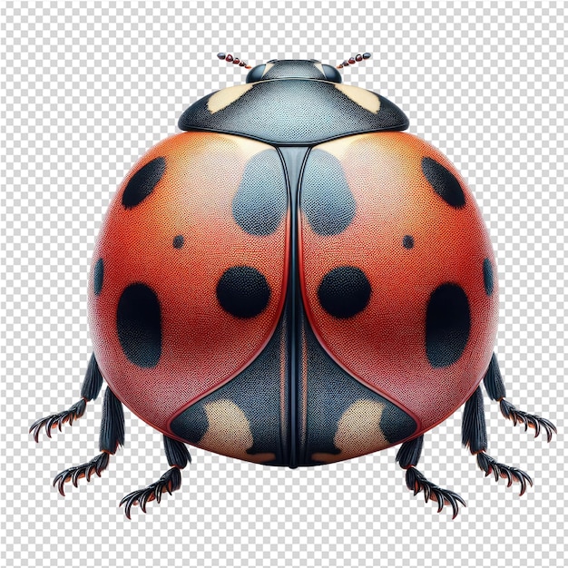 PSD una coccinella con una macchia nera sulla schiena è mostrata sullo sfondo