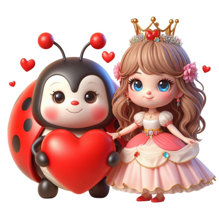 PSD a ladybug with hearts and a ladybug
