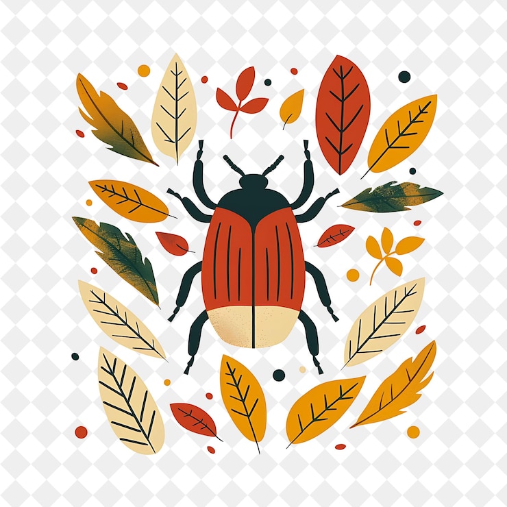 PSD a ladybug with leaves and leaves on the background