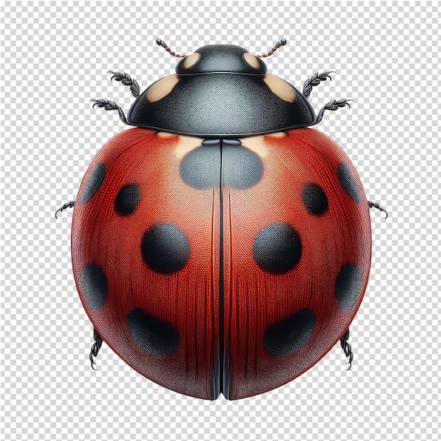 Ladybug Z Czarnymi Plamami Siedzi Na Przezroczystej Powierzchni