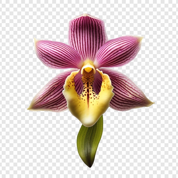 PSD Цветок орхидеи ladys slipper изолирован на прозрачном фоне