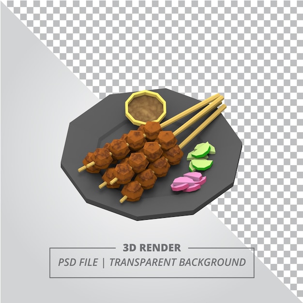 Lage poly 3d satay geeft terug