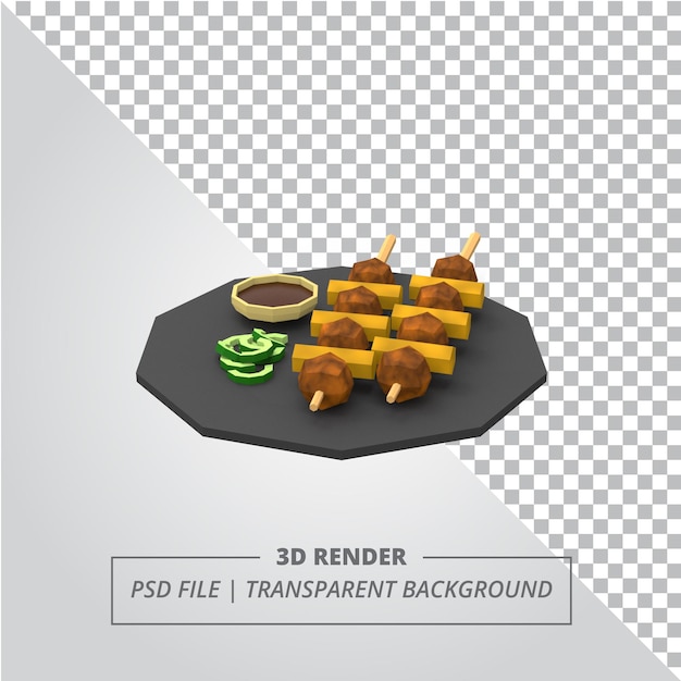 Lage poly 3d yakitori geeft terug