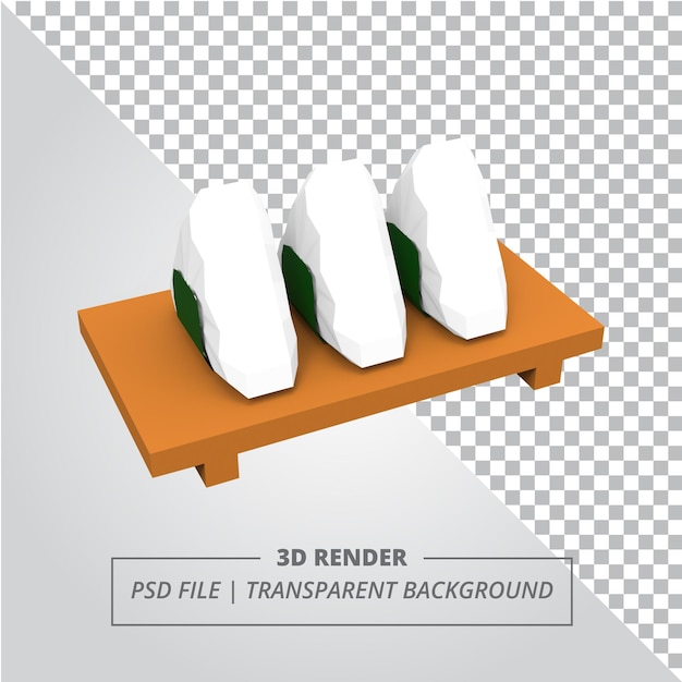 Lage poly onigiri 3d geeft terug