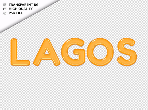 PSD lagos typography yellow text glosy glass psd transparent